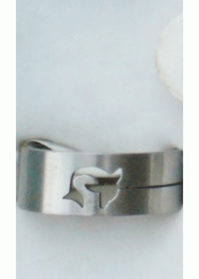 Стоманен гравиран пръстен с татуировка модел делфин- размер 19